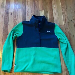The North Face Green and Navy Fleece Pullover